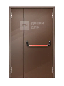 Коричневая противопожарная дверь EI-15 полуторная глухая ДП-681
