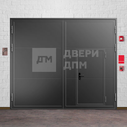 Распашные ворота EI-30 с встроенной калиткой ВПМ-129